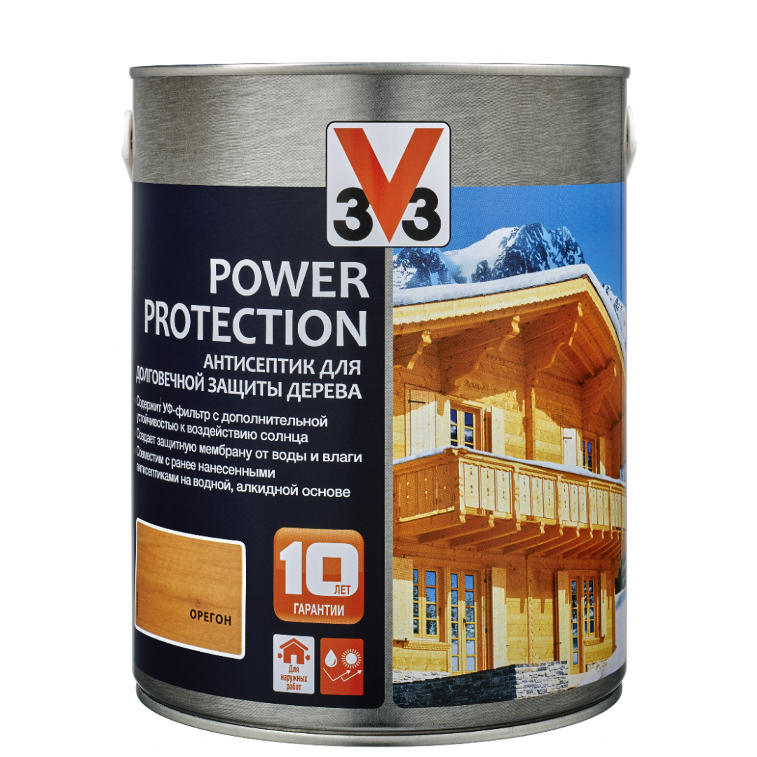 Антисептик алкидный для дерева V33 POWER PROTECTION полуглянец орегон 2.5 л  по цене 2868 ₽/шт. купить в Москве в интернет-магазине Леруа Мерлен