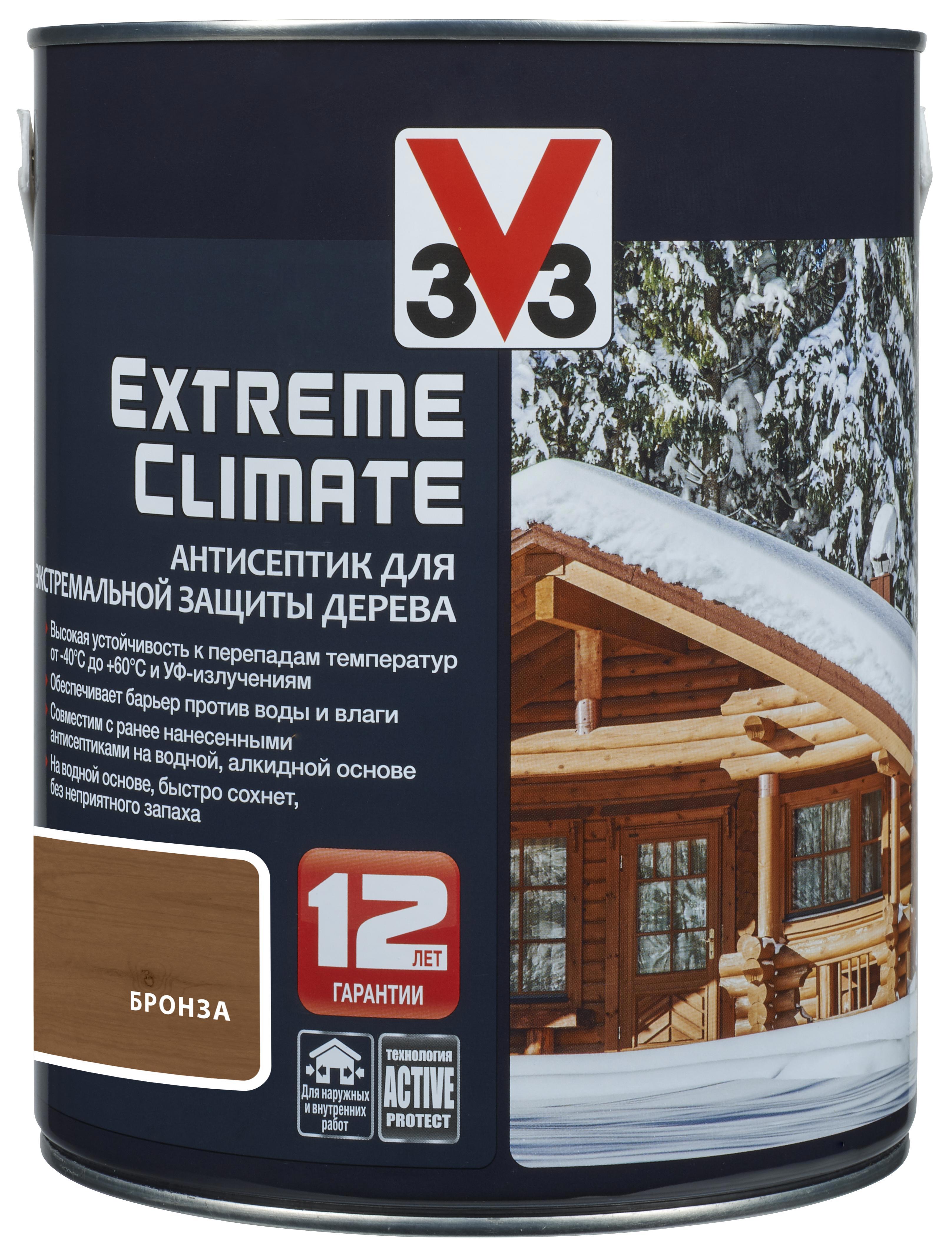 Антисептик акриловый для дерева V33 EXTREME CLIMATE матовый бронза 2.5 л по  цене 5989 ₽/шт. купить в Красноярске в интернет-магазине Леруа Мерлен