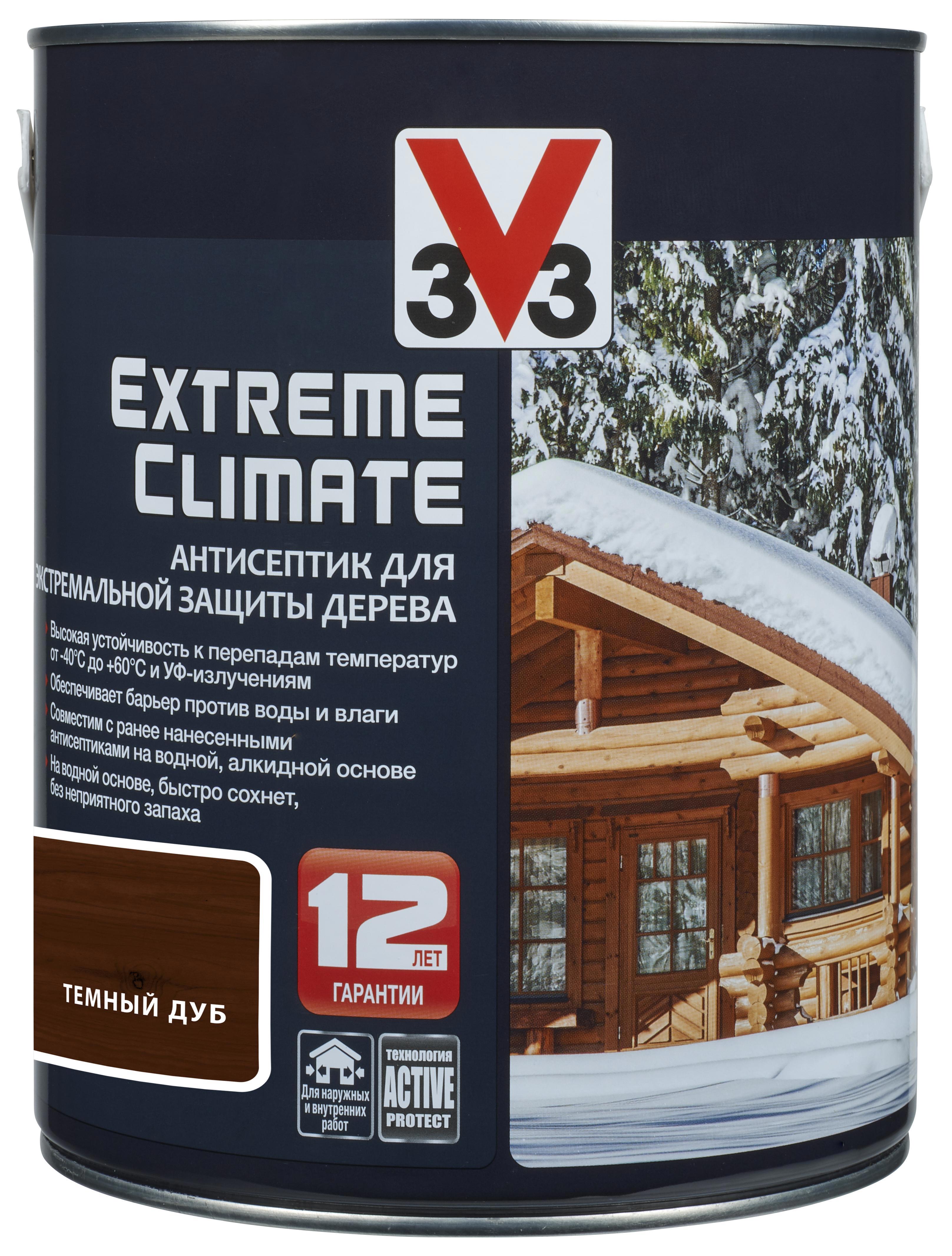 Антисептик акриловый для дерева V33 EXTREME CLIMATE полуглянец темный дуб  2.5 л ✳️ купить по цене 5991 ₽/шт. в Москве с доставкой в интернет-магазине  Леруа Мерлен