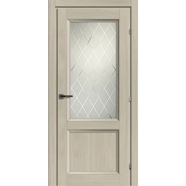 Дверь межкомнатная Танганика Грей остекленная CPL ламинация цвет бежевый 90x200 см (с замком и петлями)