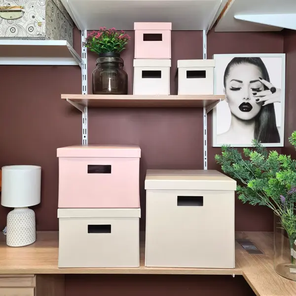 фото Коробка складная 40x28x20 см картон цвет розовый storidea