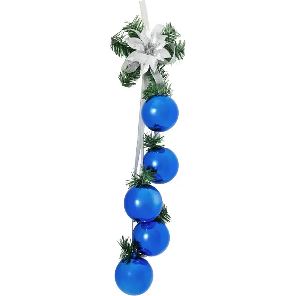 Подвес с шарами 47 см пластик голубой новогоднее украшение сосулька 22x4 см золото