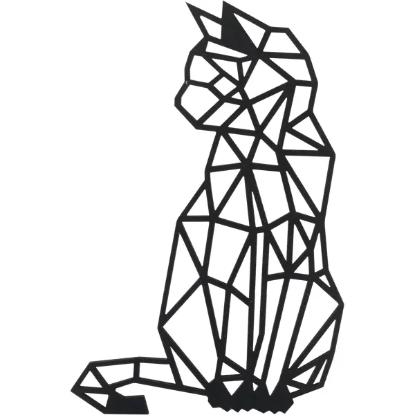 Панно декоративное кошка 45x55 см цвет черный пергамент флористический