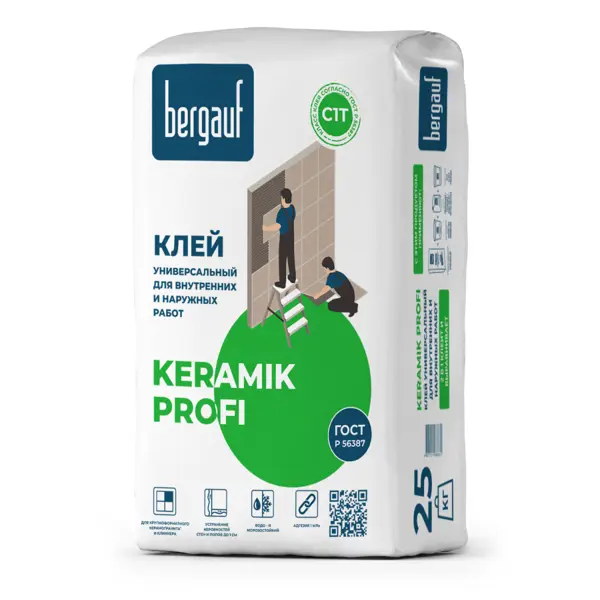 Клей для плитки Bergauf Keramik Profi 25 кг клей для искусственного камня раффия 60 мл