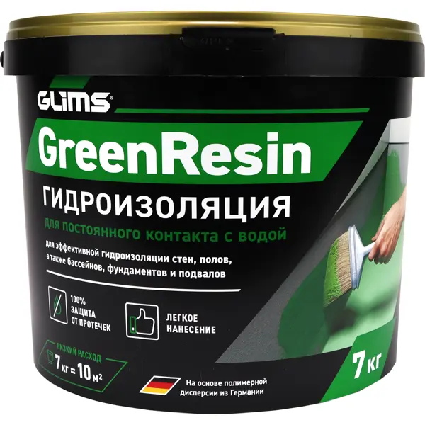 фото Гидроизоляция эластичная glims greenresin 7 кг