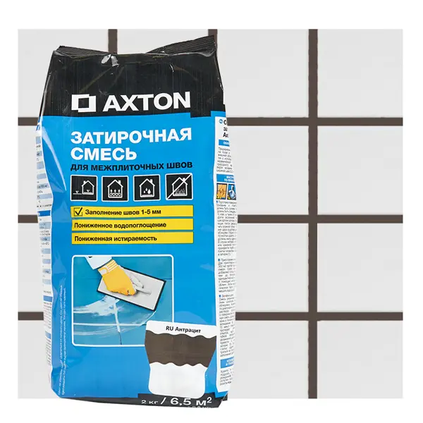 Затирка цементная Axton A130 цвет антрацит 2 кг затирка цементная axton а420 красно коричневый 2 кг