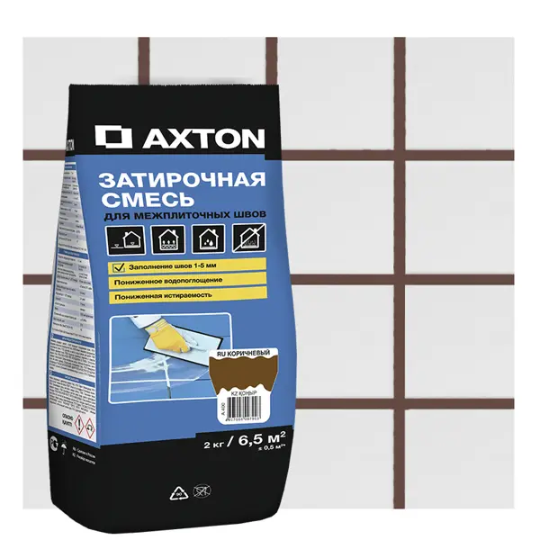 Затирка цементная Axton А400 цвет коричневый 2 кг штукатурка цементная axton 5 кг