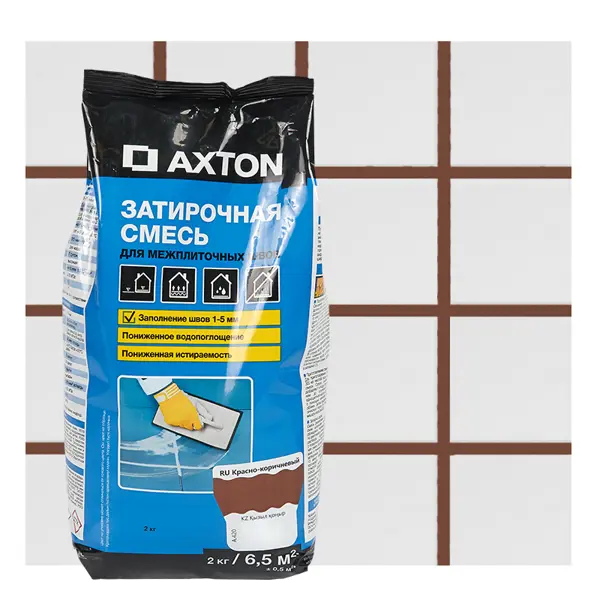 Затирка цементная Axton А420 цвет красно-коричневый 2 кг добавка противоморозная axton 5 л