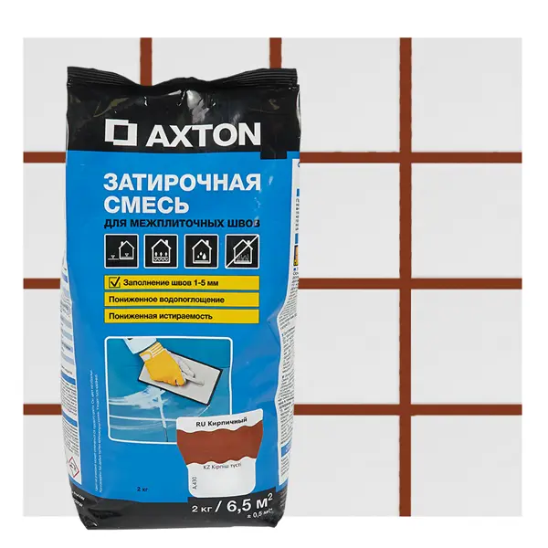 Затирка цементная Axton А430 цвет кирпичный 2 кг добавка противоморозная axton 5 л