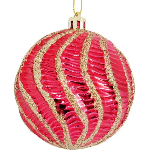 Елочный шар «Изгибы» ø8 см пластик красный новогоднее украшение изделие декоративное ветка 45x29 см розово красный