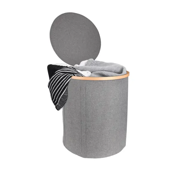 фото Корзина для белья sensea scandi круглая цвет серый