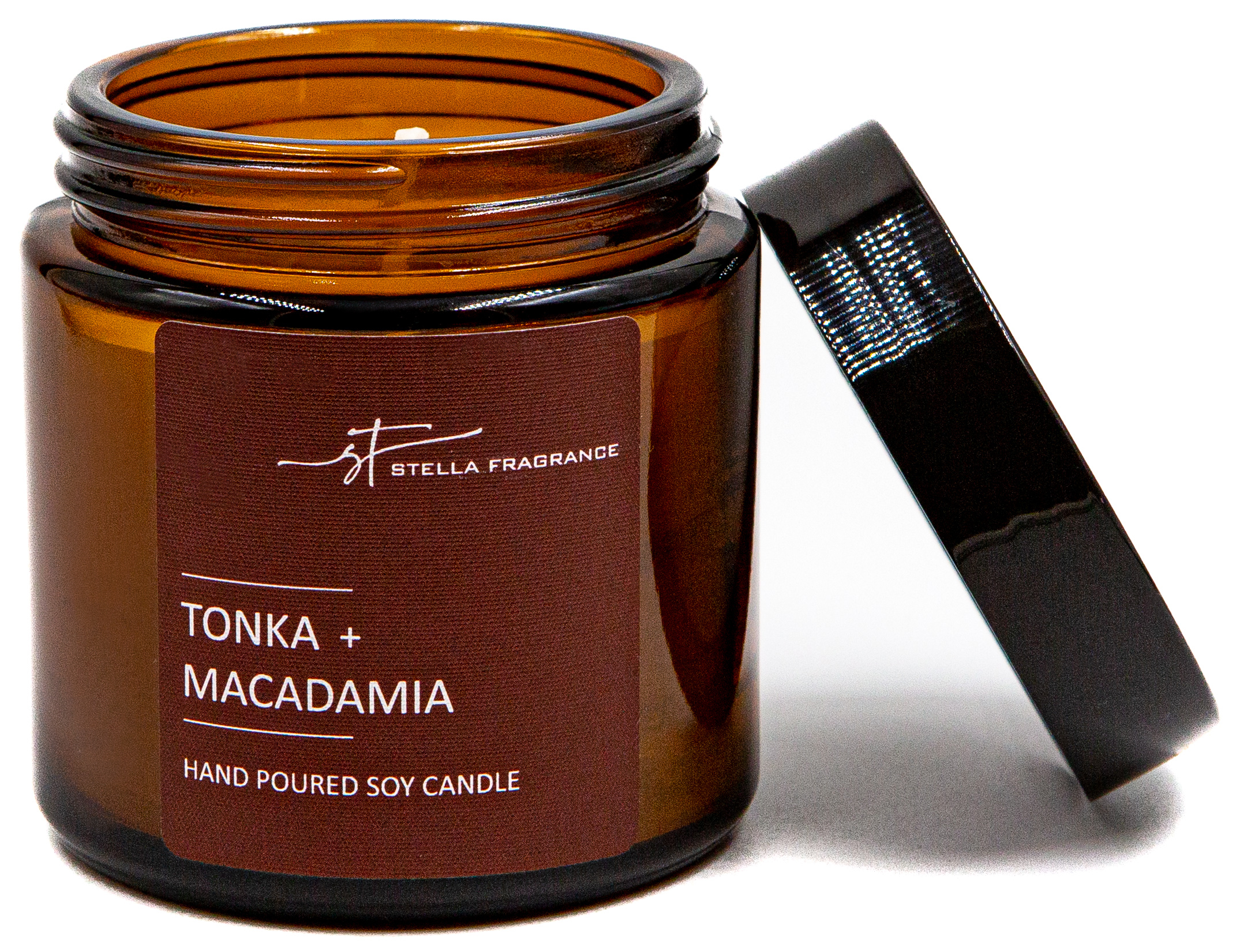 Свеча ароматизированная в стеклянной банке Stella Fragrance Tonka Macadamia  коричневая 6 см ✳️ купить по цене 351 ₽/шт. в Москве с доставкой в ...