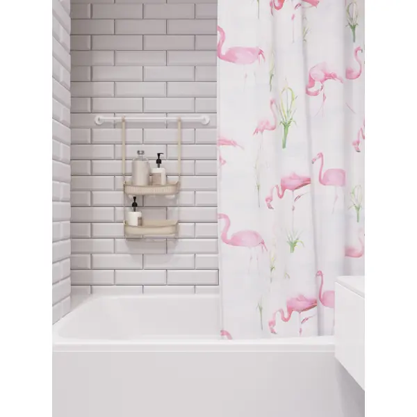 фото Полка для ванной прямоугольная raindrops w5682 двухъярусная 31 см цвет ваниль