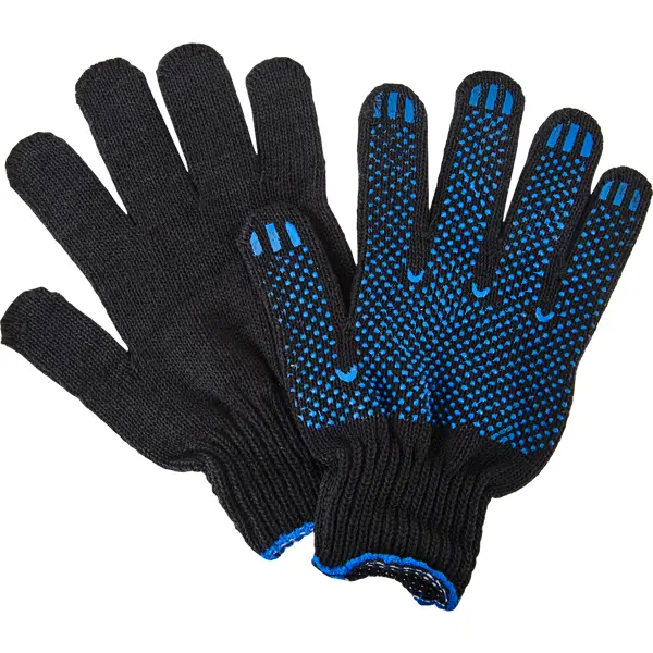 Перчатки хлопчатобумажные с ПВХ Профи размер единый шапка женская 57 см единый размер акрил темно синяя knitting