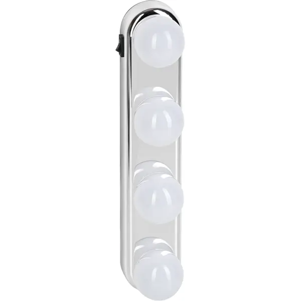 фото Светильник для зеркала светодиодный gauss 5w на батарейках холодный белый свет, цвет серебро/серый