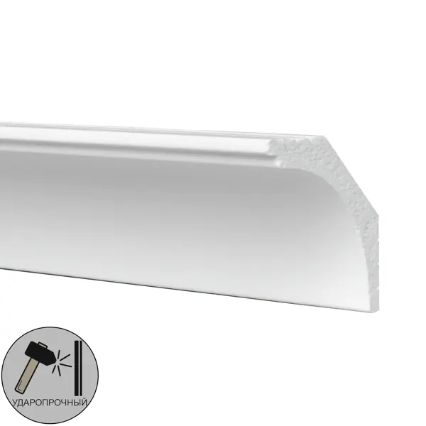 фото Плинтус потолочный полистирол ударопрочный decomaster d109 белый 43х60х2000 мм
