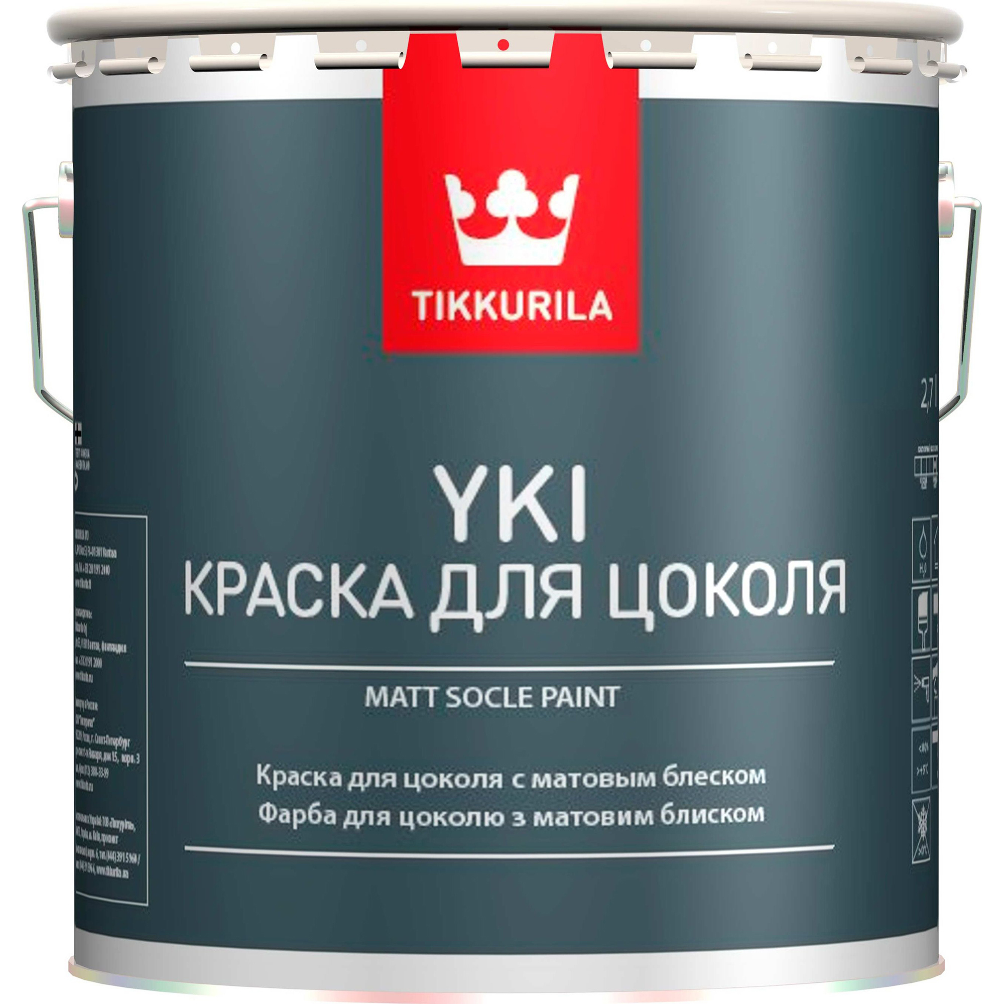 Краска для цоколя стойкая Tikkurila YKI База С прозрачная глубокоматовая,  2.7 л ✳️ купить по цене 3148 ₽/шт. в Москве с доставкой в интернет-магазине  Леруа Мерлен