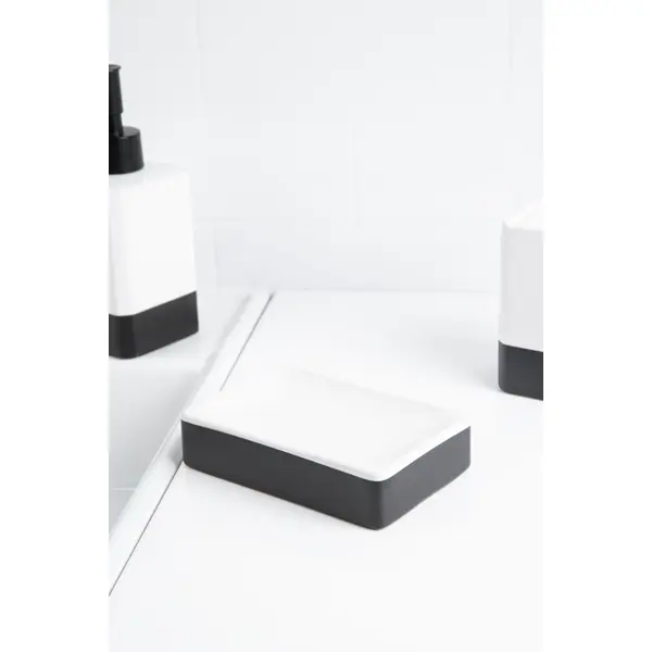 Мыльница Fixsen Text керамика цвет чёрный белый мыльница swensa trait металл чёрный