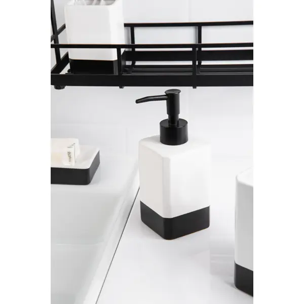 фото Дозатор для жидкого мыла fixsen text керамика цвет чёрный белый