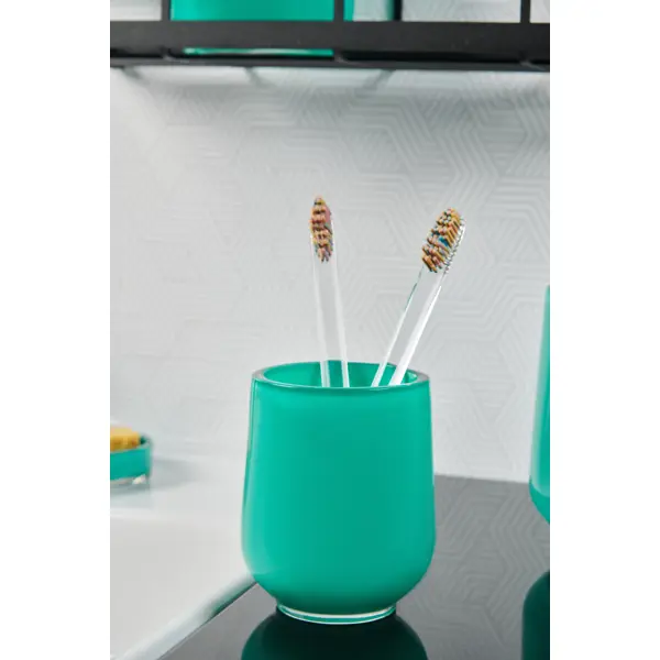 фото Стакан для зубных щёток vidage brilliante полирезин цвет зелёный бирюзовый