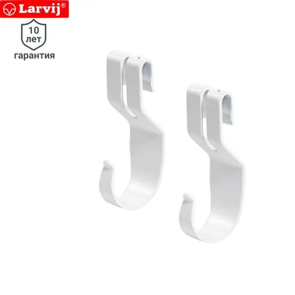 Крючок для штанги Larvij 3x8x2 см сталь цвет белый 2 шт коннектор для штанги 3 с регулируемой опорой алюминий белый