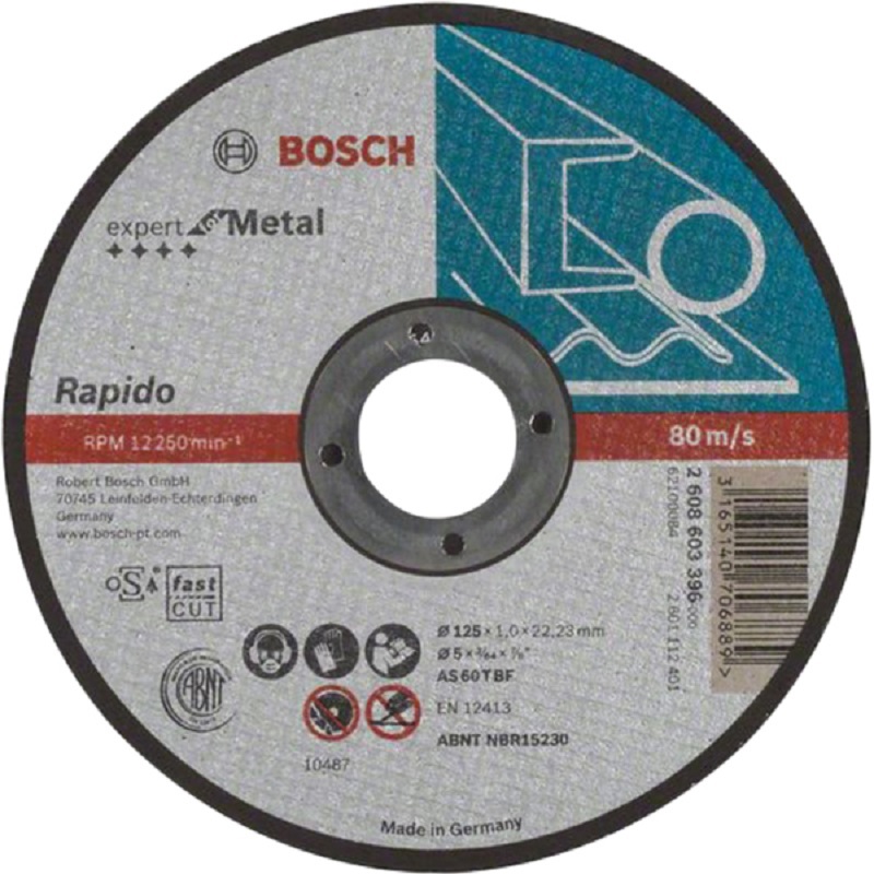 Круги отрезные Bosch Expert по металлу 125х1.0 мм прямой 2608603396 по .