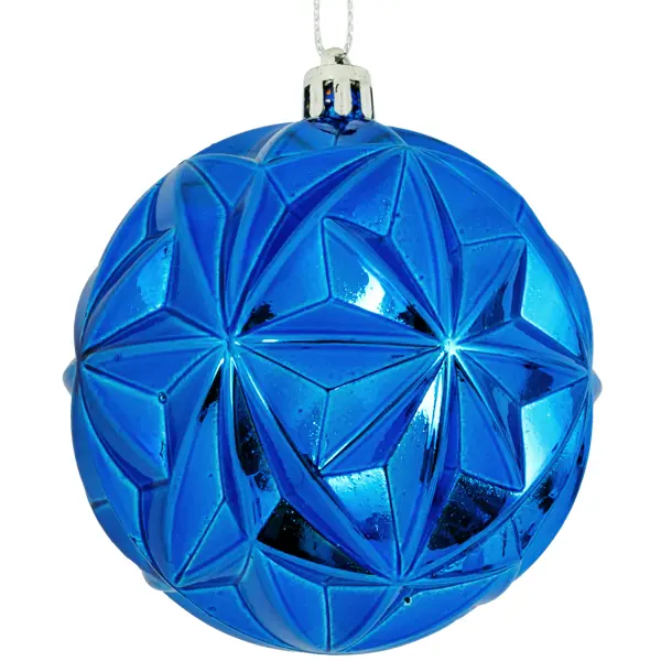 Елочный шар граненый ø8 см пластик синий 