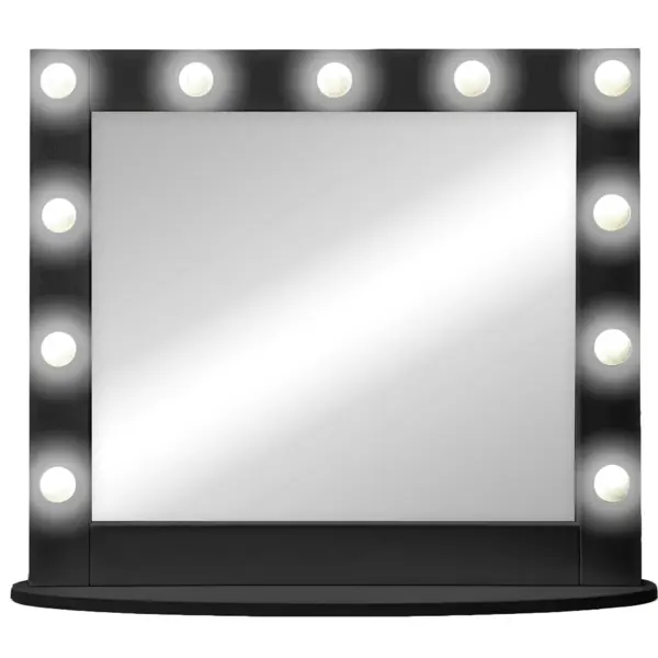 фото Гримерное зеркало настольное с подсветкой континент, 11 ламп, цвет черный, 80х70 см