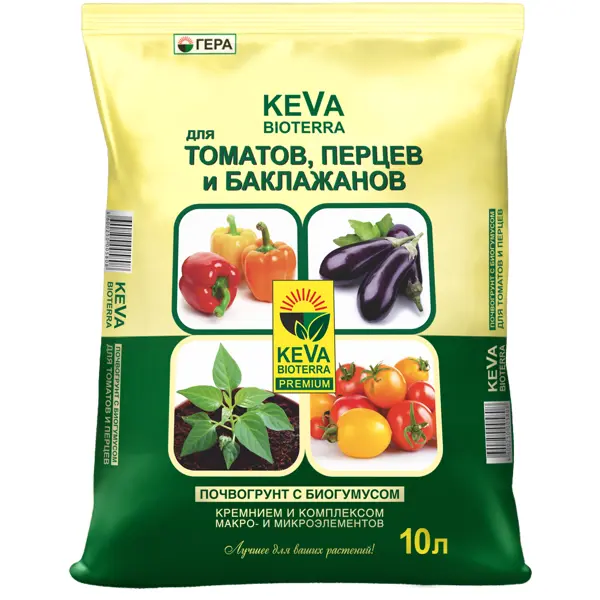 Грунт для томатов и перцев Keva Bioterra 10 л биогумус для рассады с экстрактом конского навоза 0 25 л