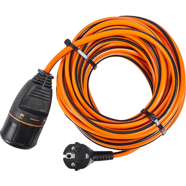 фото Удлинитель-шнур electraline electralock 1 розетка с заземлением 3x1.5 мм 10 м 3580 вт цвет оранжевый/черный