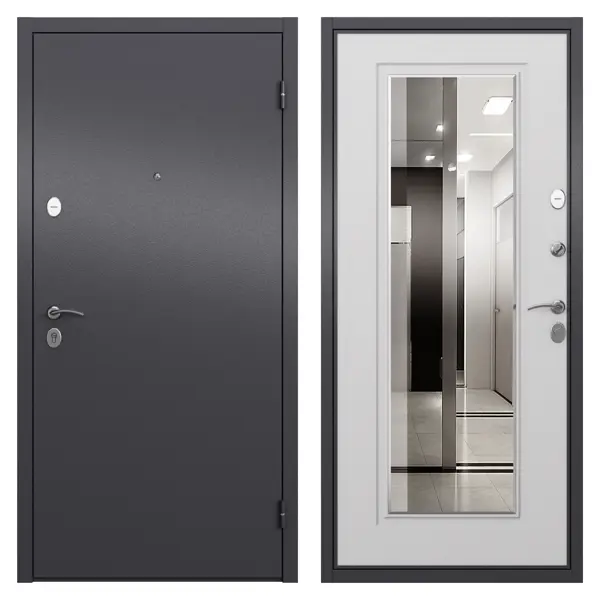 Дверь входная металлическая Берн 860 мм правая цвет скай белый пуф 36x40x36 см букле белый