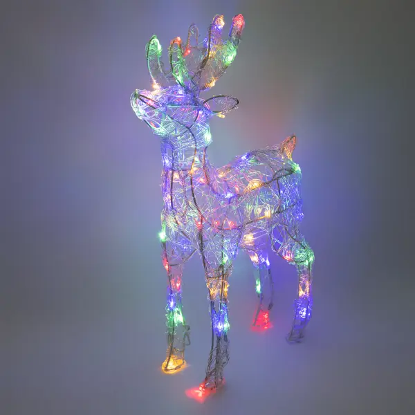 Фигура садовая светодиодная Christmas «Олень» h60 см свет цветной RGB композиция новогодняя фигура сани с лавочкой