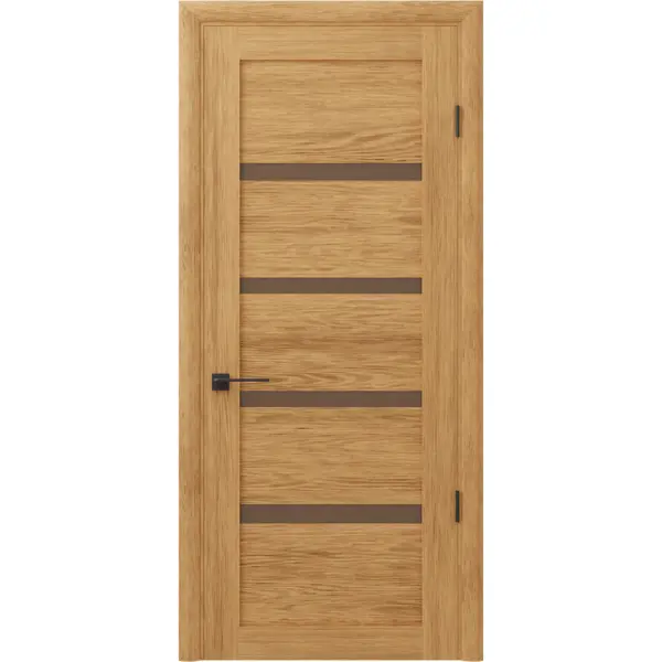 Дверь межкомнатная Наполи остекленная шпон цвет дуб натуральный 90x200 см