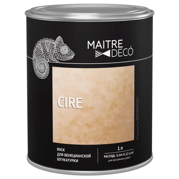 Воск для венецианской штукатурки Maitre Deco Cire 1 л лак основа maitre deco gel paillete base incolore бесцветный 1 кг