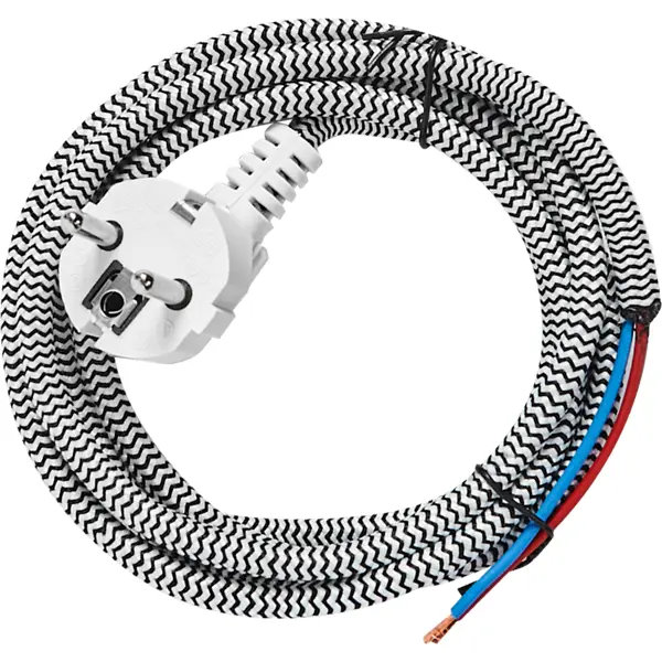 шнур с выключателем oxion 1 8 м прозрачный Шнур сетевой Oxion с заземлением 3x1.5 мм 2 м 2 м 16 А цвет серый