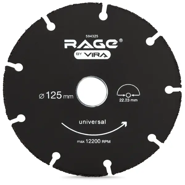 Диск отрезной универсальный Rage by Vira 125x22.2x1 мм диск пильный по дереву rage by vira 3т 115x22 2x4 мм