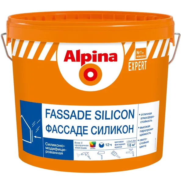 фото Краска фасадная alpina ex fassade silicon база с прозрачная 2.35 л