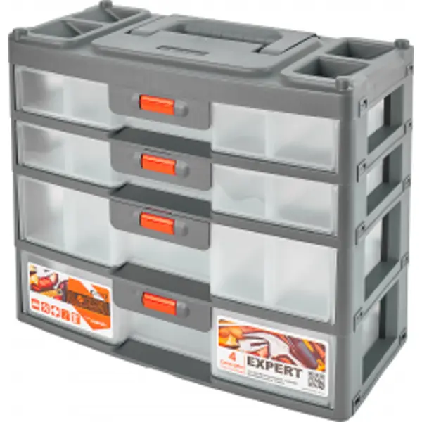 Органайзер для хранения мелочей Blocker Expert 4 секции цвет серый органайзер для хранения ватных палочек с крышкой 9 × 7 × 10 см в картонной коробке прозрачный