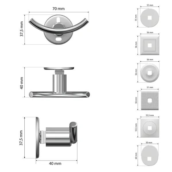 фото Крючок для ванной комнаты lemer you-design 2 рожка металл цвет хром