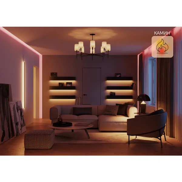 фото Светодиодная умная лента для контурной подсветки gauss smart home 3.2 вт/м 110-240 в 12 мм ip20 5 м rgbw