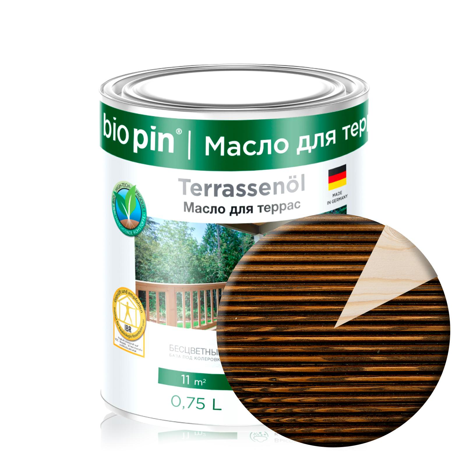 Краска-масло для террас и садовой мебели Biopin цвет дуб 0.75 л ️ .