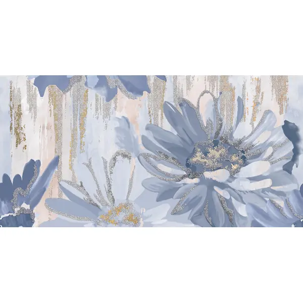 фото Декор настенный нефрит артис цветы 1 50x25 см матовый цвет голубой /синий
