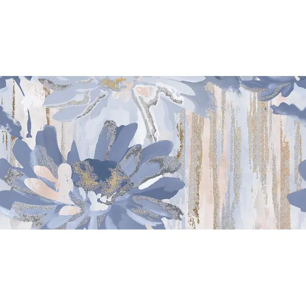 фото Декор настенный нефрит артис цветы 2 50x25 см матовый цвет голубой с рисунком