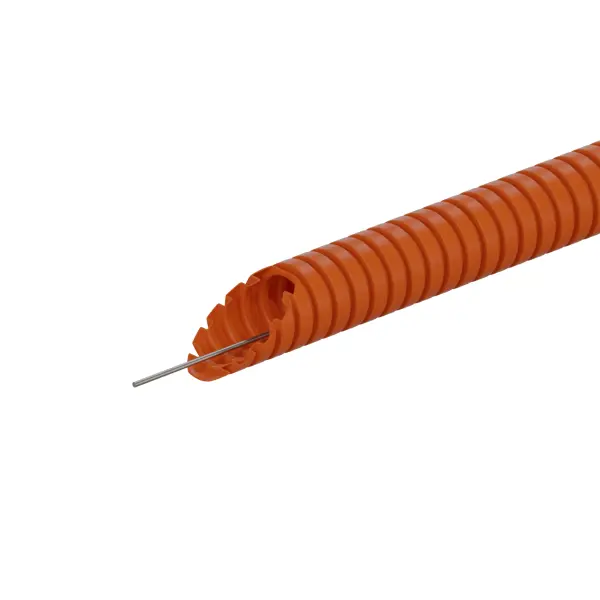 фото Труба гофрированная экопласт d16 мм 100 м пнд легкая с протяжкой цвет оранжевый
