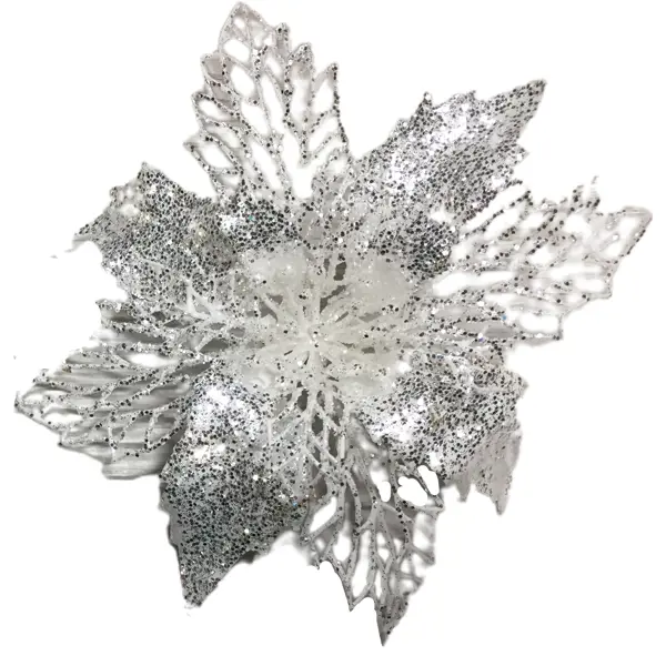 Украшение новогоднее «Цветок Рождественник», пластик, цвет бриллиантовый украшение новогоднее шишка 5 см пластик серебро
