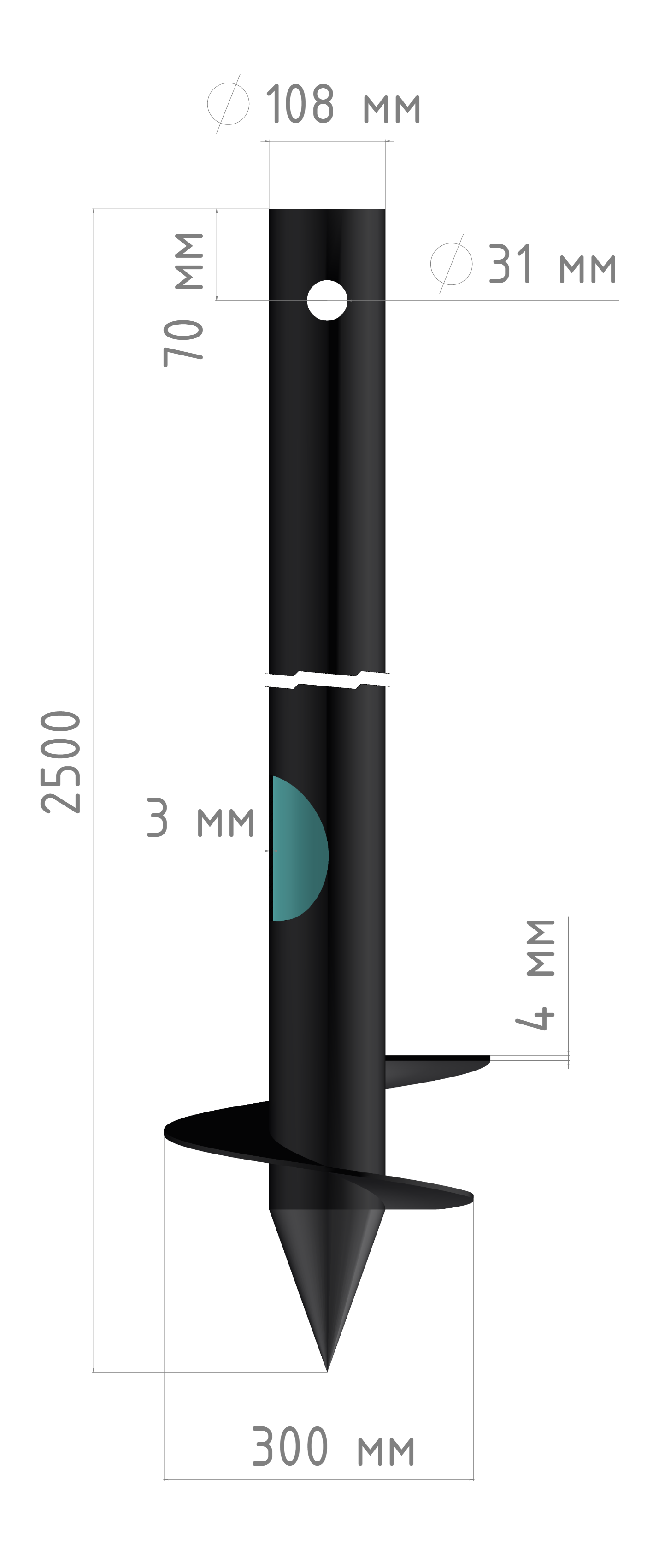 Свая винтовая сварная СВС 108x2500 мм ✳️ купить по цене 3648 ₽/шт. в  Барнауле с доставкой в интернет-магазине Леруа Мерлен