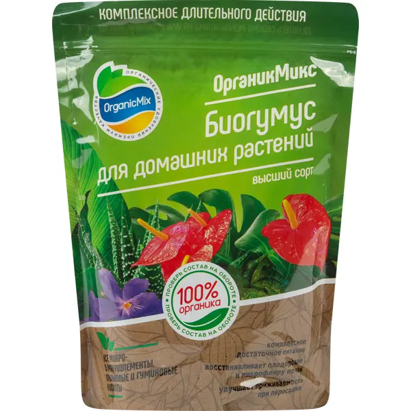 Органическое удобрение Органик Микс Биогумус для домашних растений 1.5 л органическое удобрение органик микс эм патока 0 25 л