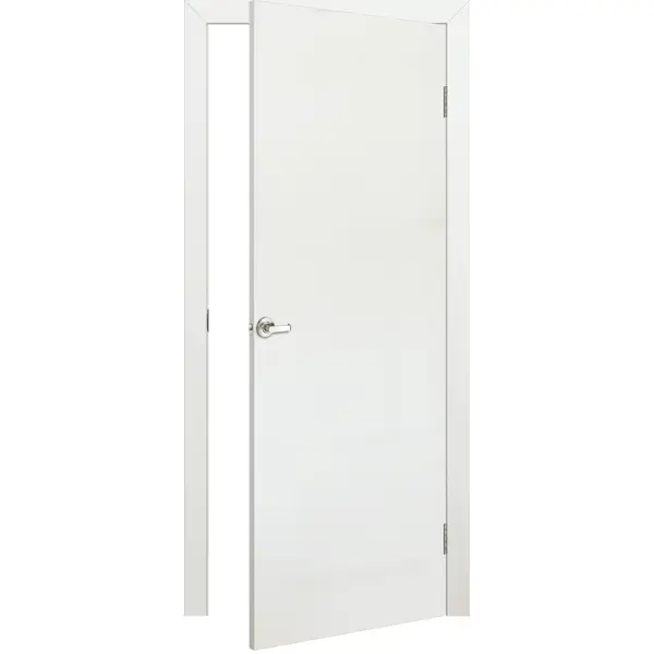 фото Дверь межкомнатная глухая финиш-бумага ламинация цвет белый 80x200 см verda
