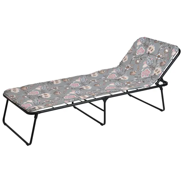 Кровать садовая Надин 197х73х35 см металл черный/серый/розовый с поролоном кресло для отдыха мебелик смарт g силуэт ткань ультра смок каркас серый ясень
