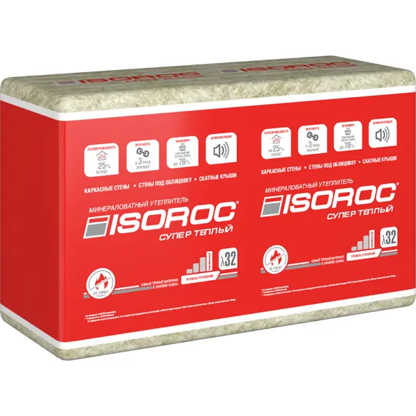 Утеплитель Isoroc СуперТеплый 100 мм 3.05 м² утеплитель для кровли knauf insulation